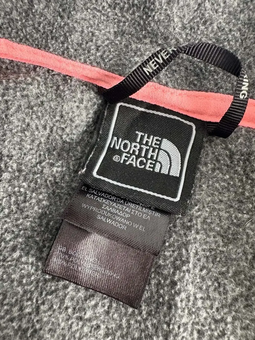 The North Face Women's Grey Full Zip Fleece Jacket with Pink Trim Size Small